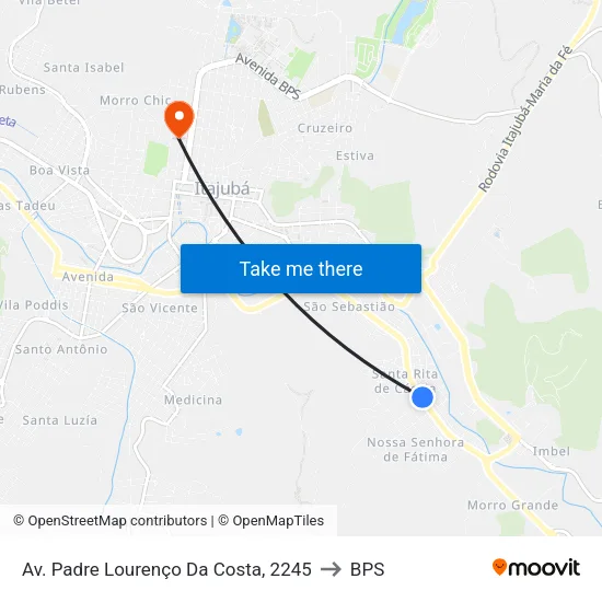 Av. Padre Lourenço Da Costa, 2245 to BPS map