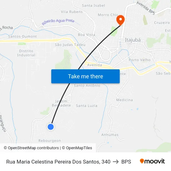 Rua Maria Celestina Pereira Dos Santos, 340 to BPS map
