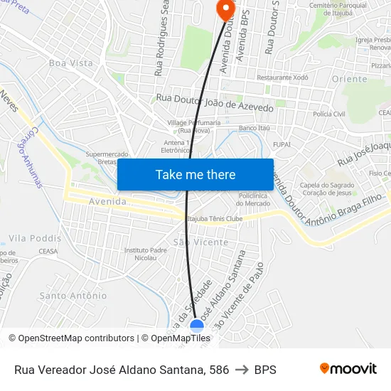 Rua Vereador José Aldano Santana, 586 to BPS map