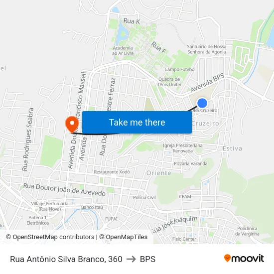 Rua Antônio Silva Branco, 360 to BPS map
