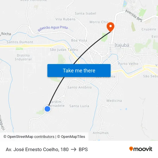 Av. José Ernesto Coelho, 180 to BPS map