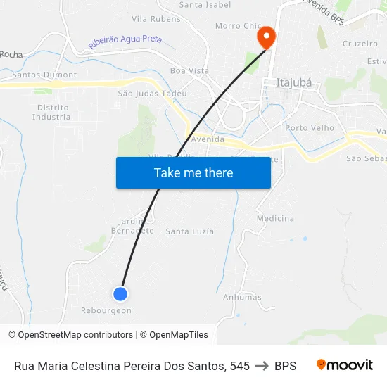 Rua Maria Celestina Pereira Dos Santos, 545 to BPS map