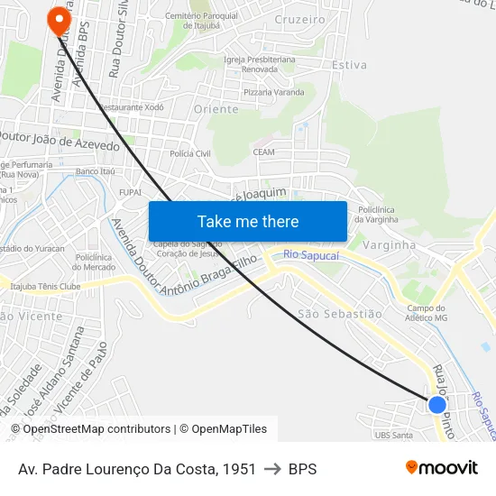 Av. Padre Lourenço Da Costa, 1951 to BPS map