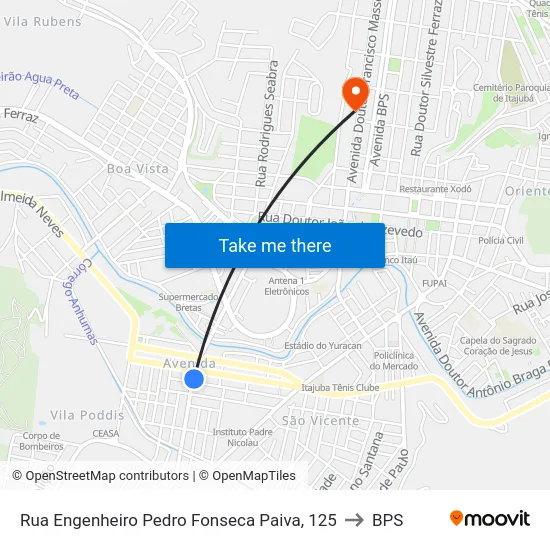 Rua Engenheiro Pedro Fonseca Paiva, 125 to BPS map