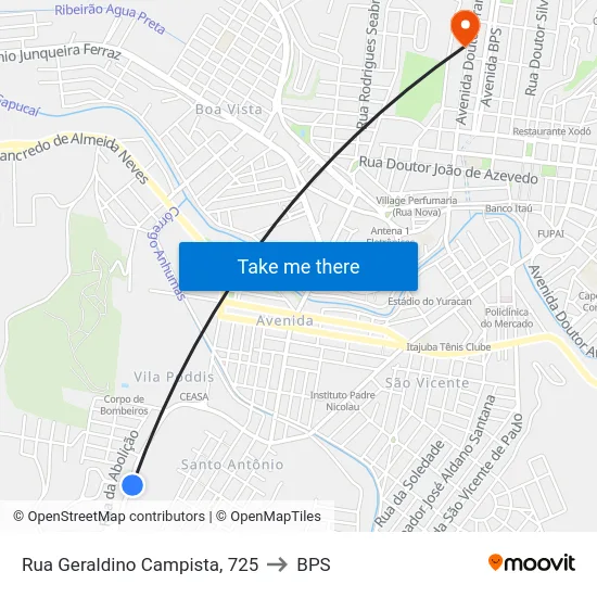 Rua Geraldino Campista, 725 to BPS map