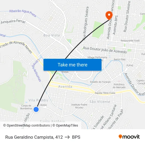 Rua Geraldino Campista, 412 to BPS map