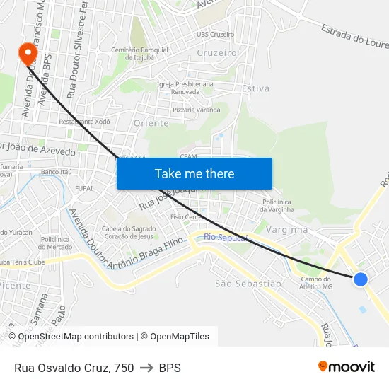 Rua Osvaldo Cruz, 750 to BPS map