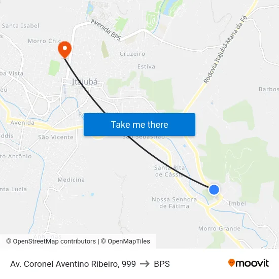 Av. Coronel Aventino Ribeiro, 999 to BPS map