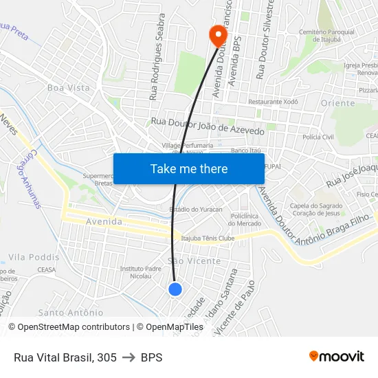 Rua Vital Brasil, 305 to BPS map