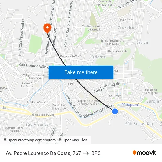 Av. Padre Lourenço Da Costa, 767 to BPS map
