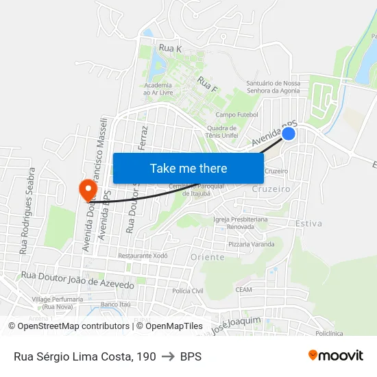 Rua Sérgio Lima Costa, 190 to BPS map
