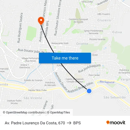 Av. Padre Lourenço Da Costa, 670 to BPS map