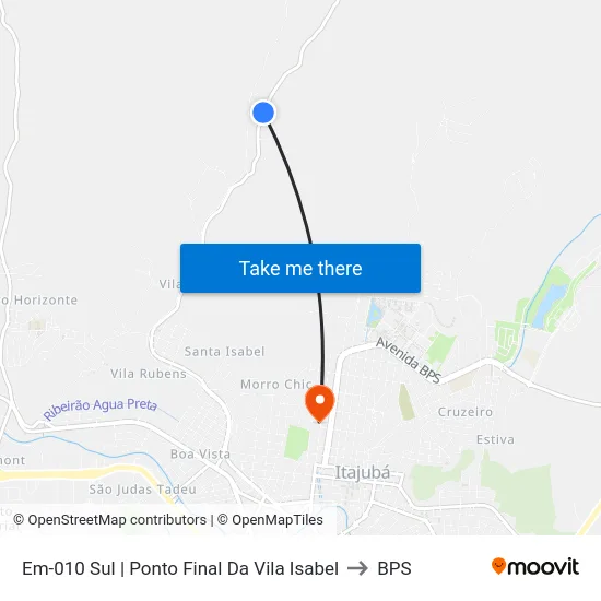 Em-010 Sul | Ponto Final Da Vila Isabel to BPS map