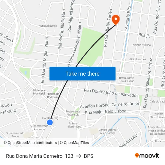 Rua Dona Maria Carneiro, 123 to BPS map