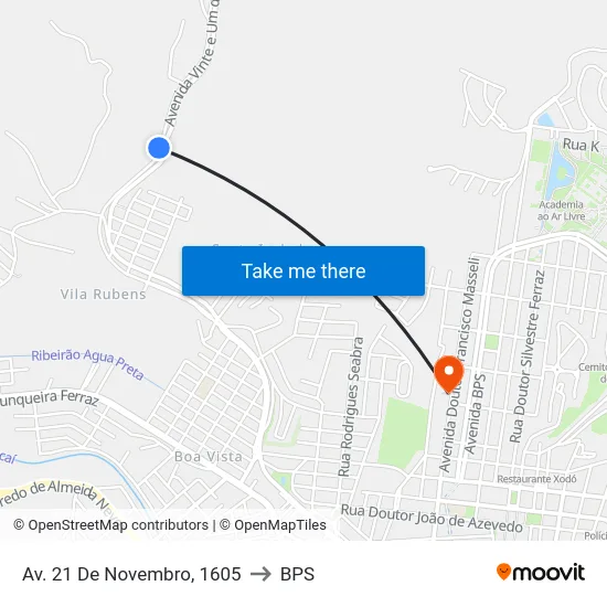 Av. 21 De Novembro, 1605 to BPS map