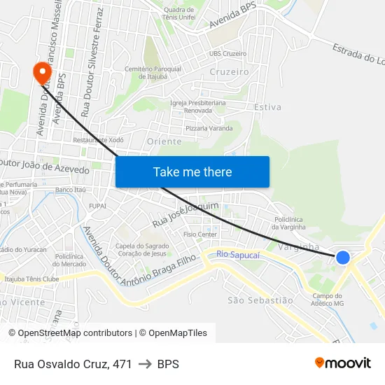Rua Osvaldo Cruz, 471 to BPS map
