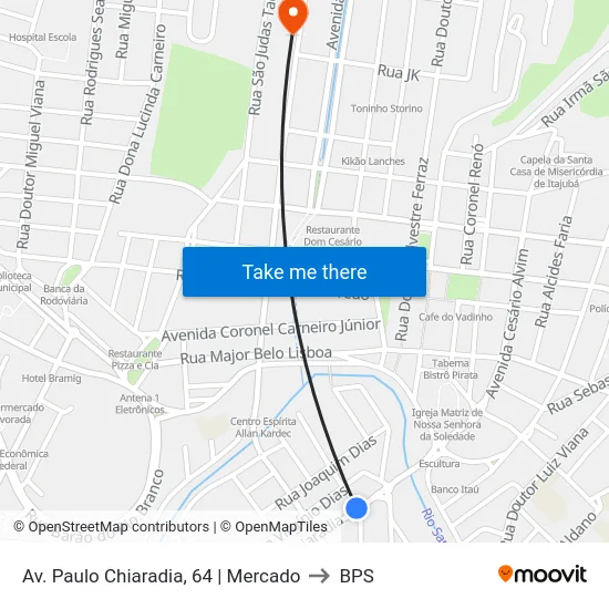 Av. Paulo Chiaradia, 64 | Mercado to BPS map