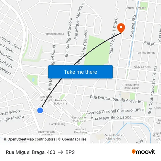 Rua Miguel Braga, 460 to BPS map