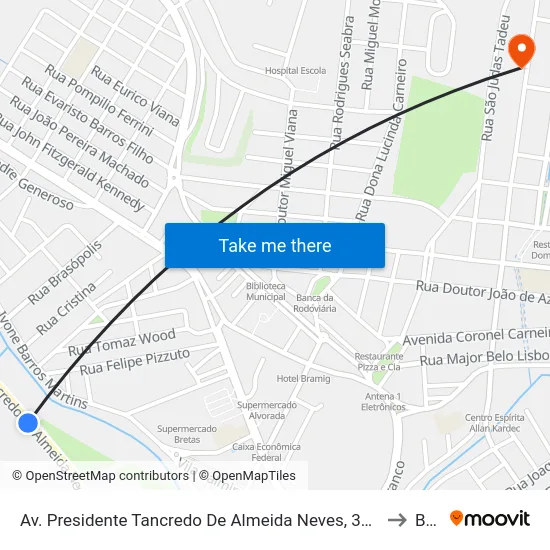 Av. Presidente Tancredo De Almeida Neves, 335 | Senac to BPS map