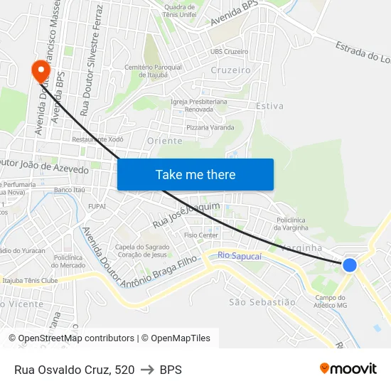 Rua Osvaldo Cruz, 520 to BPS map