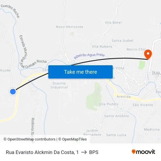 Rua Evaristo Alckmin Da Costa, 1 to BPS map