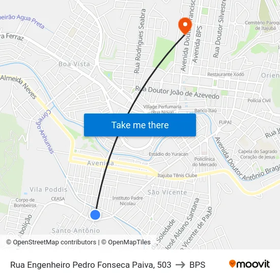 Rua Engenheiro Pedro Fonseca Paiva, 503 to BPS map