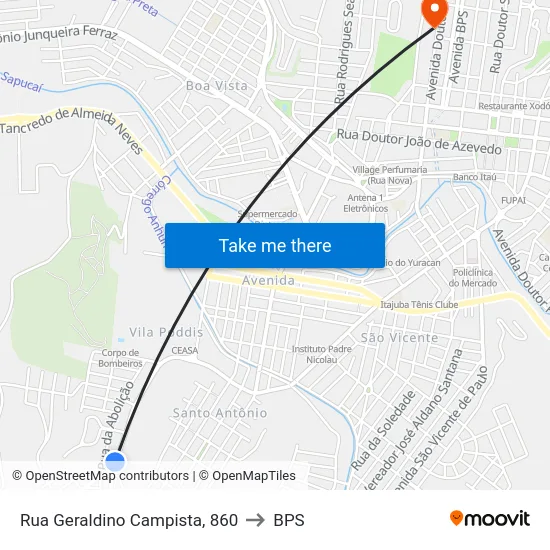 Rua Geraldino Campista, 860 to BPS map