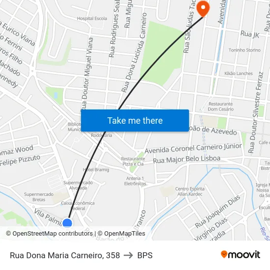 Rua Dona Maria Carneiro, 358 to BPS map