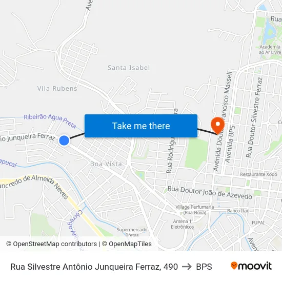 Rua Silvestre Antônio Junqueira Ferraz, 490 to BPS map