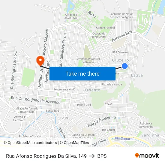 Rua Afonso Rodrigues Da Silva, 149 to BPS map
