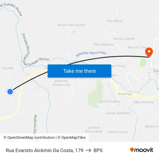 Rua Evaristo Alckmin Da Costa, 179 to BPS map