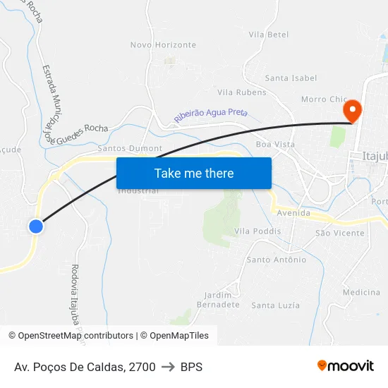Av. Poços De Caldas, 2700 to BPS map