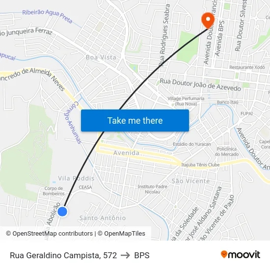Rua Geraldino Campista, 572 to BPS map