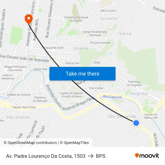 Av. Padre Lourenço Da Costa, 1503 to BPS map
