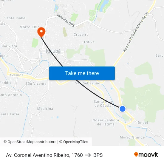 Av.  Coronel Aventino Ribeiro, 1760 to BPS map