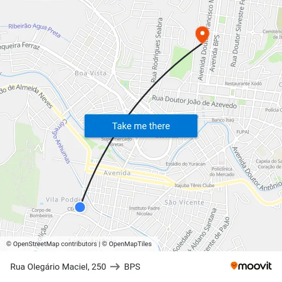 Rua Olegário Maciel, 250 to BPS map