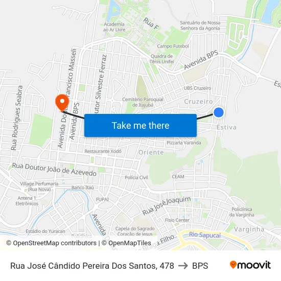 Rua José Cândido Pereira Dos Santos, 478 to BPS map