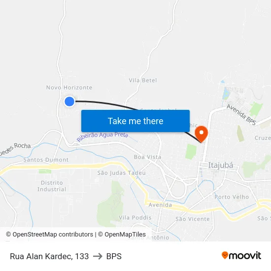 Rua Alan Kardec, 133 to BPS map