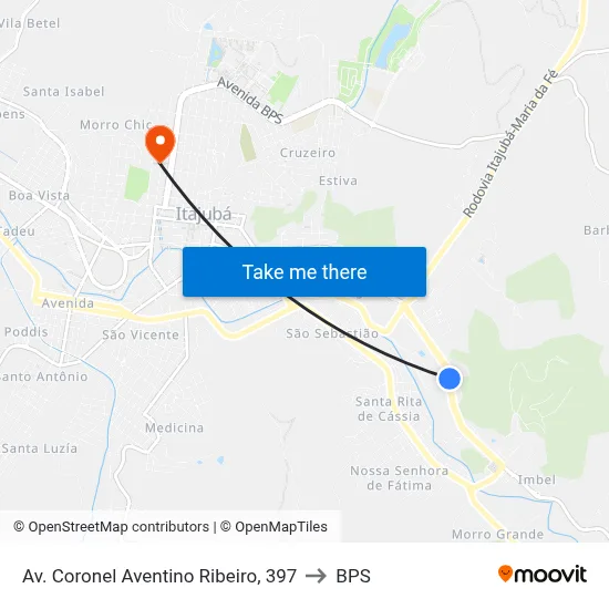 Av. Coronel Aventino Ribeiro, 397 to BPS map