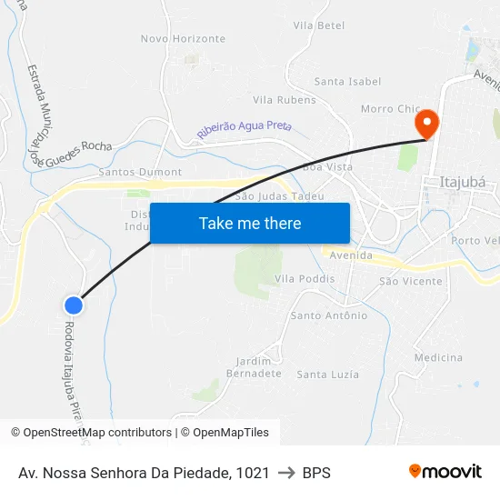 Av. Nossa Senhora Da Piedade, 1021 to BPS map