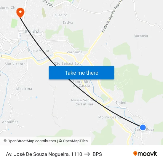 Av. José De Souza Nogueira, 1110 to BPS map