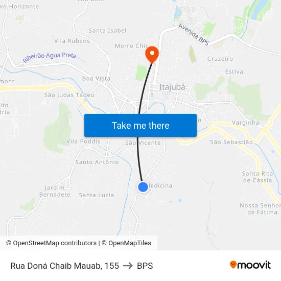 Rua Doná Chaib Mauab, 155 to BPS map