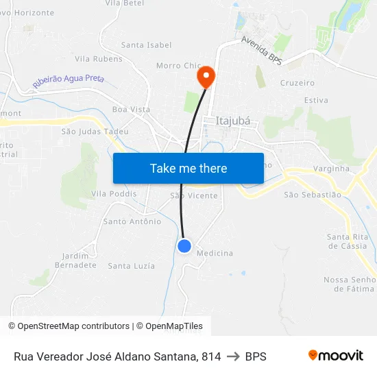 Rua Vereador José Aldano Santana, 814 to BPS map