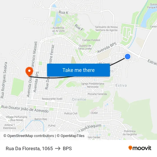 Rua Da Floresta, 1065 to BPS map