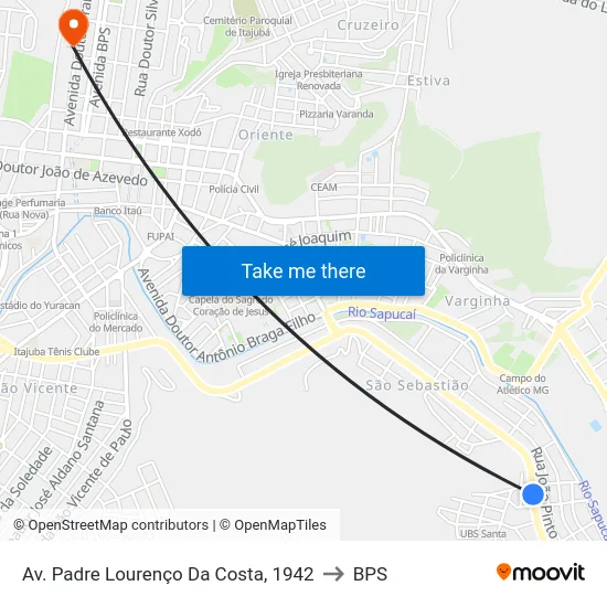 Av. Padre Lourenço Da Costa, 1942 to BPS map