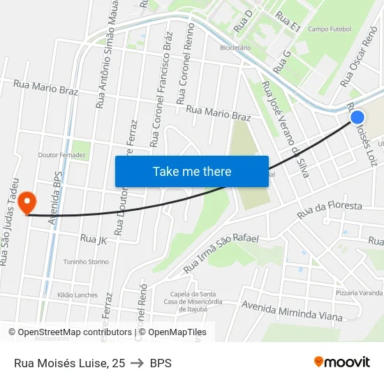 Rua Moisés Luise, 25 to BPS map