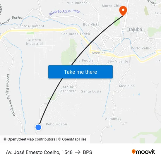 Av. José Ernesto Coelho, 1548 to BPS map
