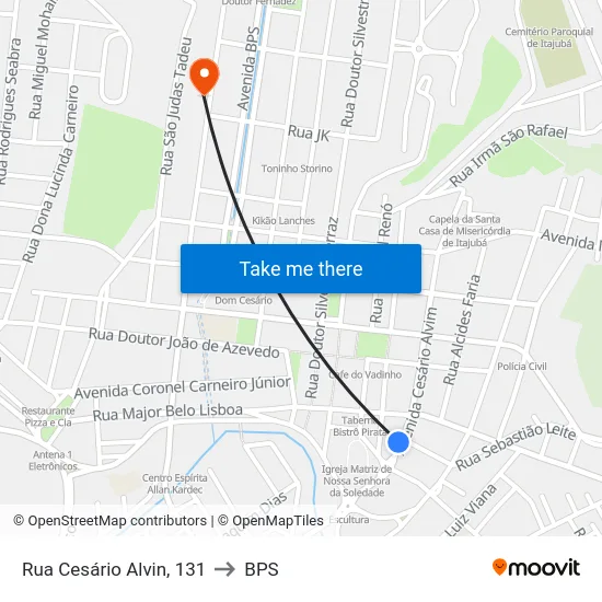 Rua Cesário Alvin, 131 to BPS map