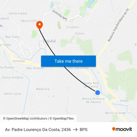 Av. Padre Lourenço Da Costa, 2436 to BPS map