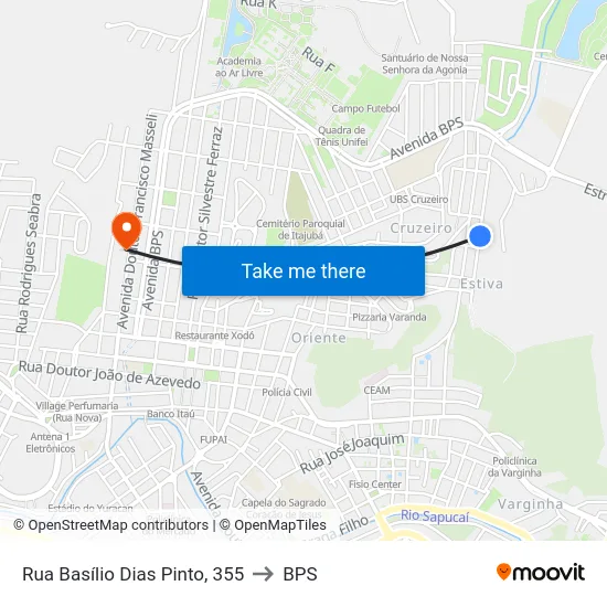 Rua Basílio Dias Pinto, 355 to BPS map